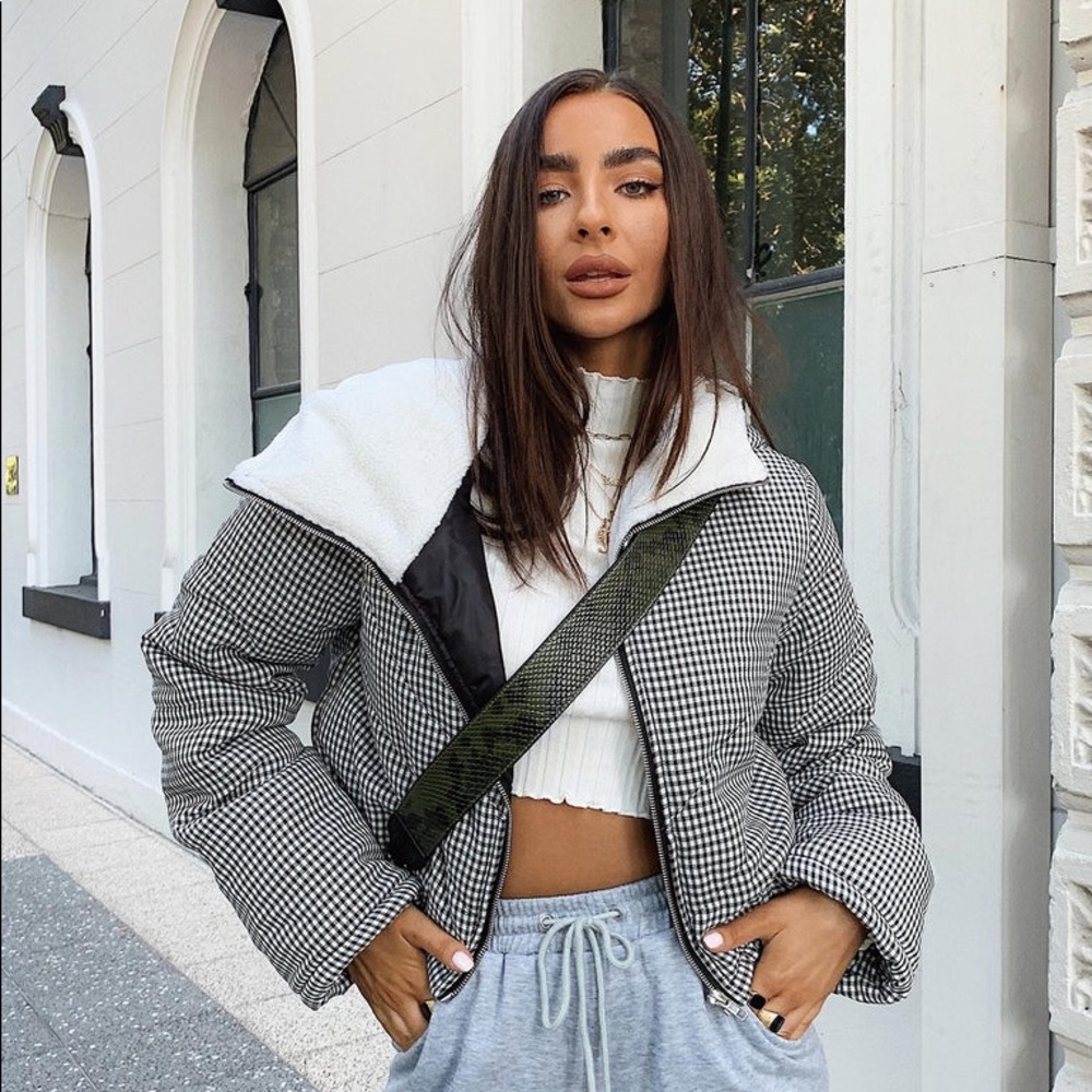 Princess Polly Keir Puffer Jacket Back/White